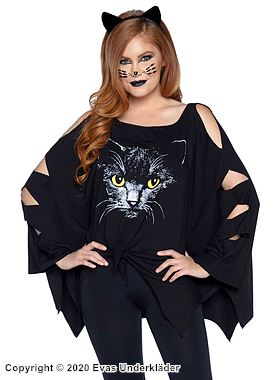 Katt (kvinne), kostyme-poncho, off-shoulder, utsnitt